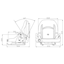 Suspension Seat Hip Restraint Style c/w seat belt & switch | seat switch | dust proof mantle