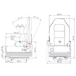 Suspension Seat (Reach Truck) - Narrow  c/w Seat Belt & Adjustable Back Rest