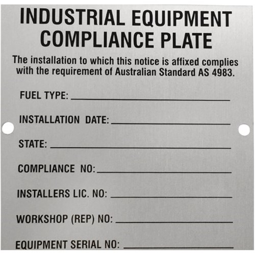 Gas Compliance Plate