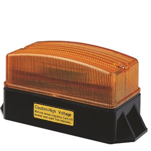 Amber Rectangular Strobe Light - LED (12-110 vdc) L = 139 mm x H = 67 mm x W = 65 mm